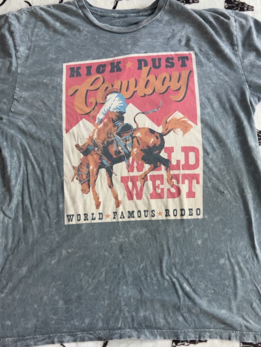 Lotus Fashion XL Kick Dust Cowboy Wild West Rodeo Graphic Tee Gray